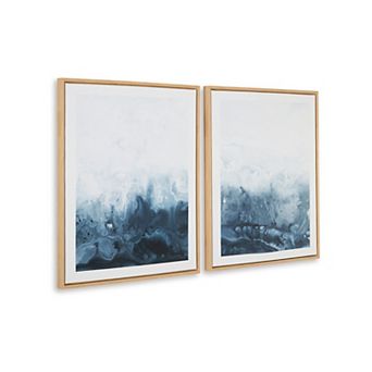Holine 2 pc Wall Art Set, 24x30, Blue and White Abstract Canvas