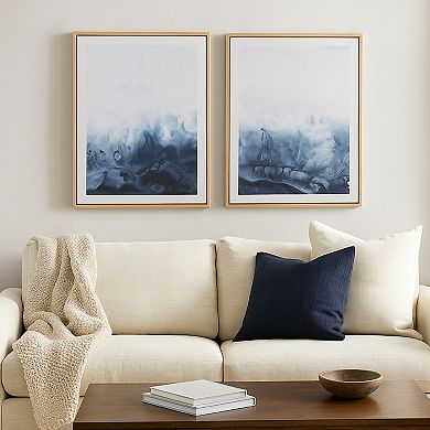 Holine 2 Piece Wall Art Set, 24x30, Blue and White Abstract Canvas
