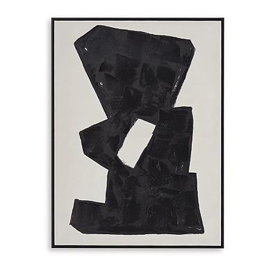 Garcy Wall Art Painting, 30x40, Black and Cream Framed Abstract Decor