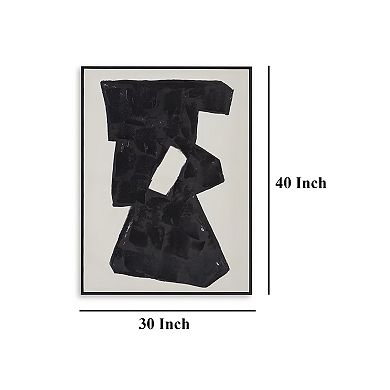 Garcy Wall Art Painting, 30x40, Black and Cream Framed Abstract Decor