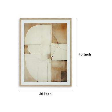Cril Wall Art, 30x40, Acrylic Front, Framed Brown, Tan, White Print