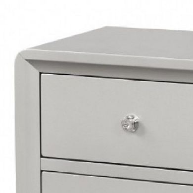 Broy Nightstand, 2 Drawers, Crystal Knobs, Champagne Gray Wood 25 Inch