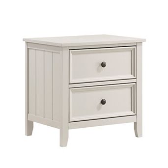 Etgo 2 Drawer Nightstand, 24 Inch, White Melamine Veneer