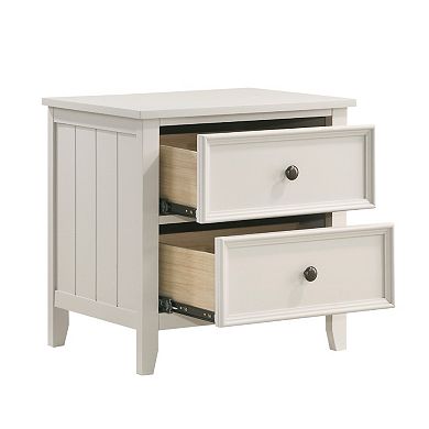 Etgo 2 Drawer Nightstand, 24 Inch, White Melamine Veneer