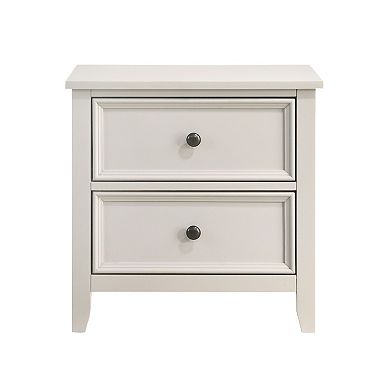 Etgo 2 Drawer Nightstand, 24 Inch, White Melamine Veneer