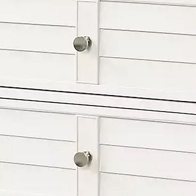 Kyna Nightstand, 2 Drawers, Classic Antique White Solid Wood, 28 Inch