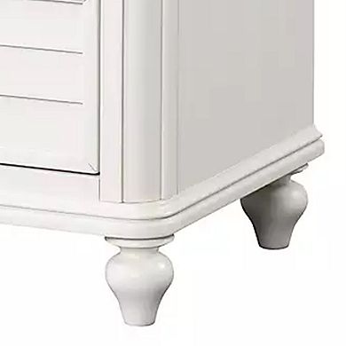 Kyna Nightstand, 2 Drawers, Classic Antique White Solid Wood, 28 Inch
