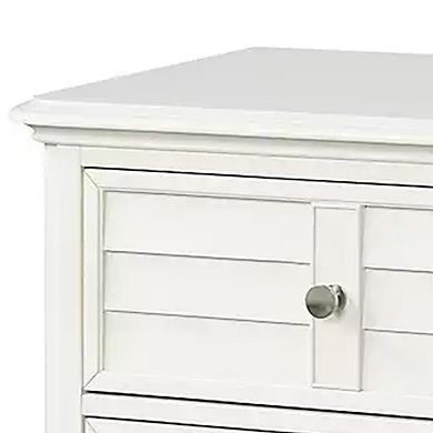 Kyna Nightstand, 2 Drawers, Classic Antique White Solid Wood, 28 Inch
