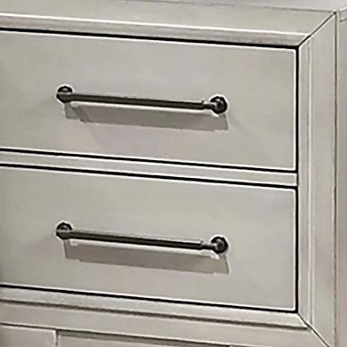 Jaxen Nightstand End Table, Antique White Rubberwood, 2 Drawers, 23 Inch