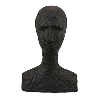 Nyk Abstract Bust Figurine, 94 Inch, Human Head Design, Black Resin