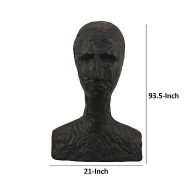 Nyk Abstract Bust Figurine, 94 Inch, Human Head Design, Black Resin