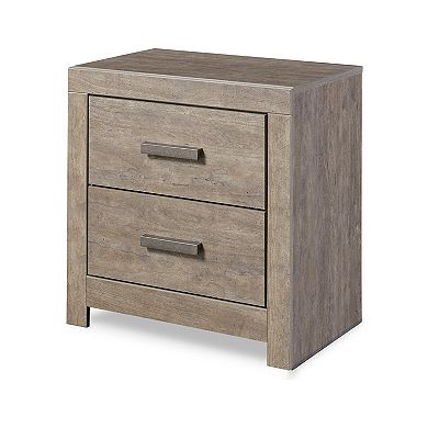 Kulv Nightstand, 2 Storage Drawers, 24 Inch Modern Taupe Gray Laminate