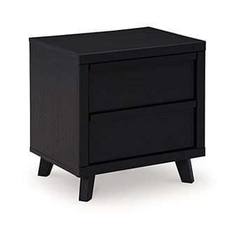 Danzi Nightstand, 2 Storage Drawers, 22 Inch, Modern Black Laminate