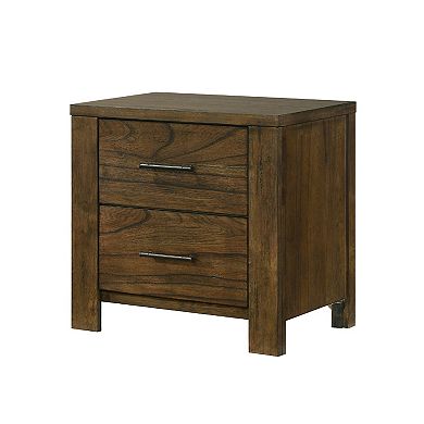 Suli Nightstand, 2 Drawers Metal Handles, Brown Mindy Veneer, 26 Inch
