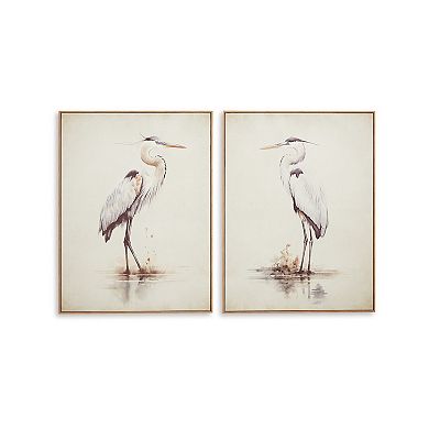 Accent Framed Wall Art Set of 2, 30x40, Painted Canvas of Heron Birds