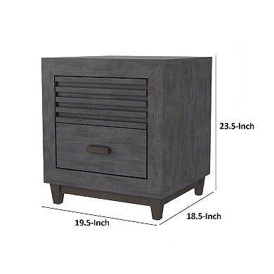 Biom Nightstand, 2 Drawers, Charcoal Brown Solid Hardwood, 24 Inch