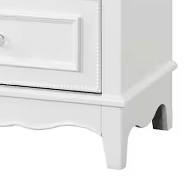 Calpan Nightstand, 2 Drawers, Modern White Solid Wood Frame, 27 Inch