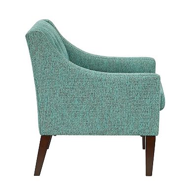 Ginna Accent Armchair, Button Tufted Sea Green Polyester, Brown Legs