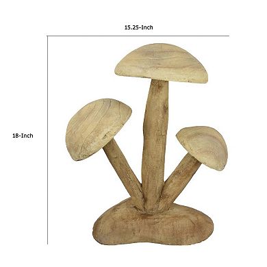 Sarah Outdoor Accent Decor, 3 Mushroom Sculpture, Natural Brown Resin