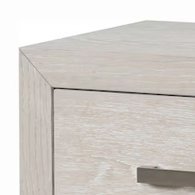 Kexa Nightstand, USB and LED, 2 Drawers Chrome Handles, Light Gray