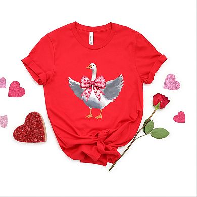 Valentine Goose Coquette - Women's Short Sleeve Graphic T-Shirt