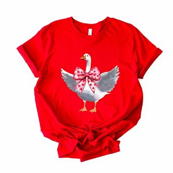 Valentine Goose Coquette - Women's Short Sleeve Graphic T-Shirt