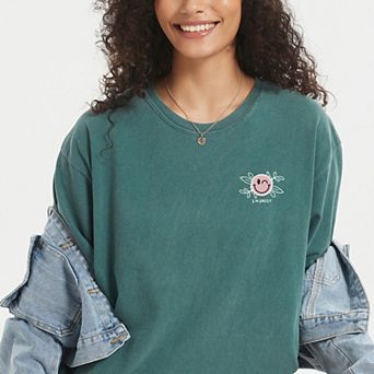 S.W.Smiley Nature Doesn't Need Wi-Fi - Women's Garment Dyed Graphic T-Shirt