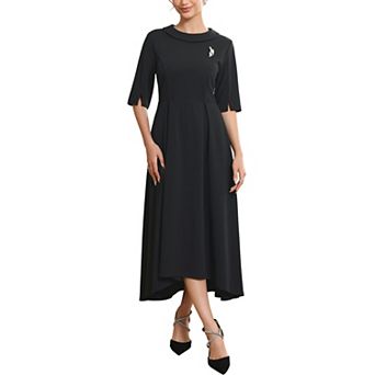 Women's Formal Dress Vintage Collared Half Sleeve Church Evening A-Line Dresses