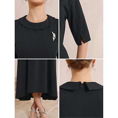 Women's Formal Dress Vintage Collared Half Sleeve Church Evening A-Line Dresses