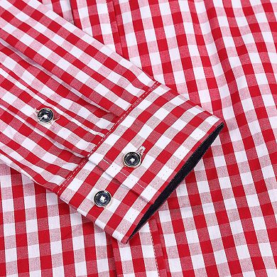 Men's Classic Checkered Shirt Color Block Button-Down Roll-Up Sleeves for Casual & Festival Wear