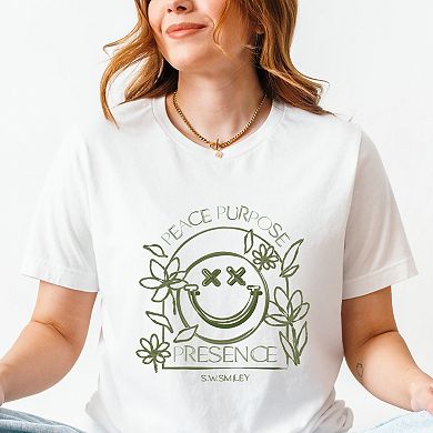 S.W.Smiley Peace Purpose Presence - Women's Short Sleeve Graphic T-Shirt