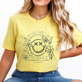 S.W.Smiley Peace Purpose Presence - Women's Short Sleeve Graphic T-Shirt