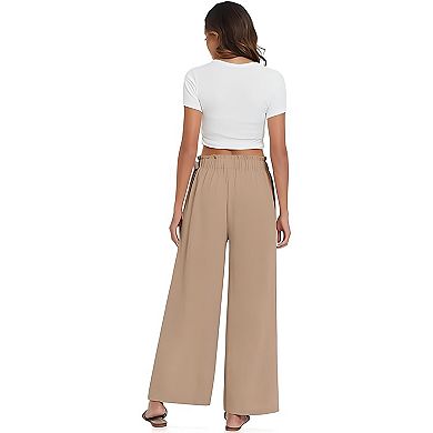 Women Wide Leg Pants Casual Knot Flowy Trousers