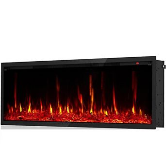 60 in Electric Fireplace Wall Mounted 12 Flame Colors Ultra-Quiet Remote Black