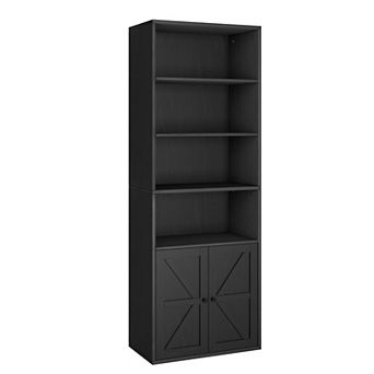 Tall Bookshelves with Doors - 6-Shelf Display Storage Bookcases