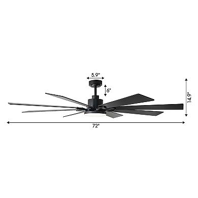 72" Modern Plywood 8-Blade Large Dimmable LED Smart Ceiling Fan with Light and Remote, App Control