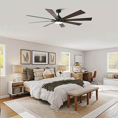 72" Modern Plywood 8-Blade Large Dimmable LED Smart Ceiling Fan with Light and Remote, App Control