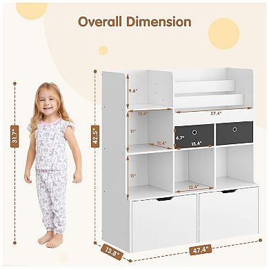 Toy Storage Organizer - Modern Bookcase with Drawers & Cubbies