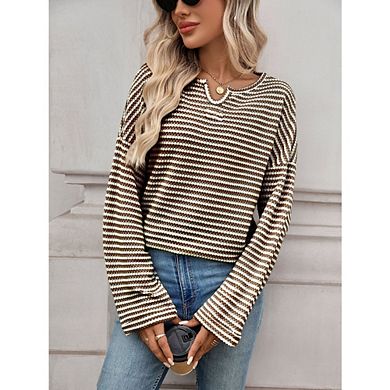 Womens Long Sleeve Waffle Knit Tops V Neck Casual Fall Winter Fashion Shirts
