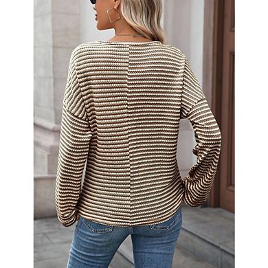 Womens Long Sleeve Waffle Knit Tops V Neck Casual Fall Winter Fashion Shirts