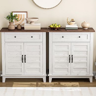 Sideboard Buffet Cabinet, Coffee Bar Storage Cabinet with Adjustable Shelves, Multi-Functional,2pcs