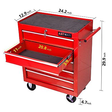 Rolling Tool Chest with Wheels 5 Drawers Toolbox on Wheels Multifunctional Rolling Tool Chests