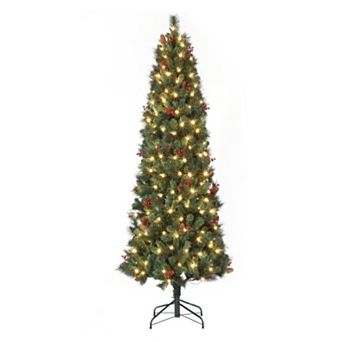 7FT Christmas PVC and Pine Needle Hybrid Automatic Tree 25 Pine Needle Berry Style