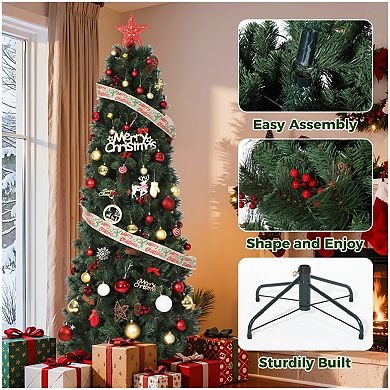 7FT Christmas PVC and Pine Needle Hybrid Automatic Tree 25 Pine Needle Berry Style