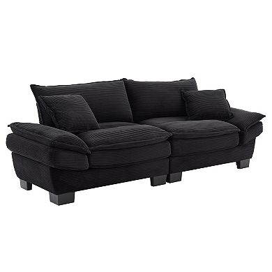 Corduroy Convertible Sofa Sleeper with Deep Seating & Pillows for Living Areas