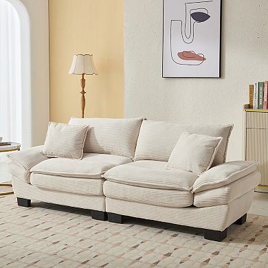 Corduroy Convertible Sofa Sleeper with Deep Seating & Pillows for Living Areas