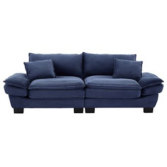 Corduroy Convertible Sofa Sleeper with Deep Seating & Pillows for Living Areas