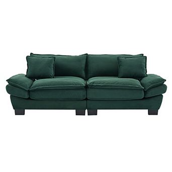 Corduroy Convertible Sofa Sleeper with Deep Seating & Pillows for Living Areas