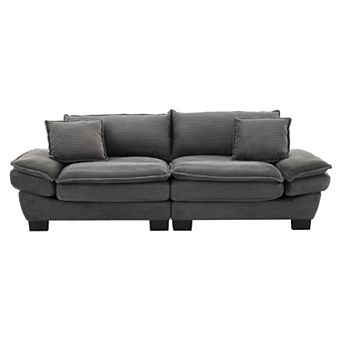 GOODSILO Corduroy Convertible Sofa Sleeper with Deep Seating & Pillows for Living Areas