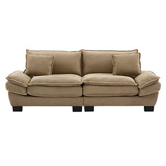 Corduroy Convertible Sofa Sleeper with Deep Seating & Pillows for Living Areas
